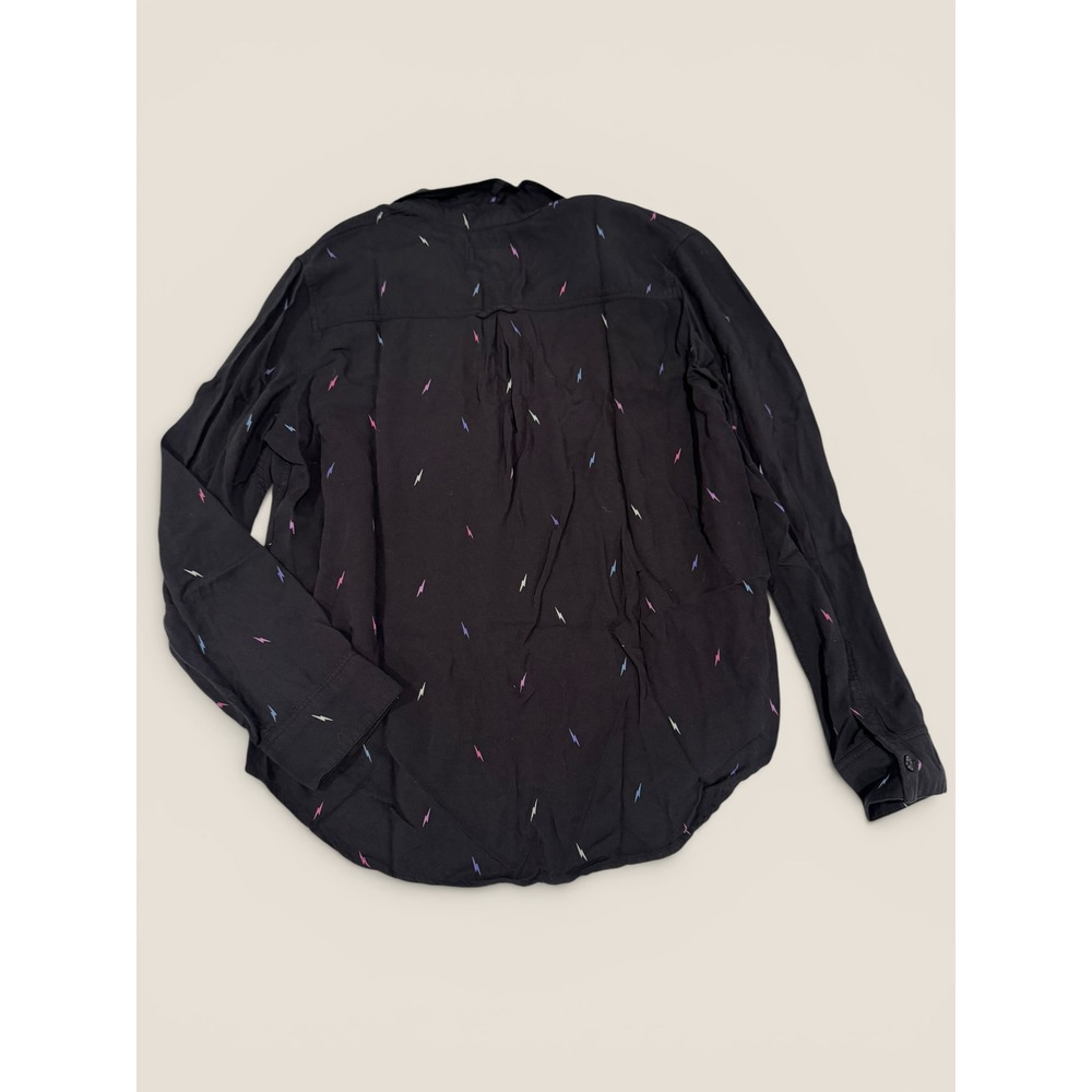 Rails Rocsi Black Multi Lightning Bolt Print Rayon Button Down Shirt Womens S - Picture 4 of 6